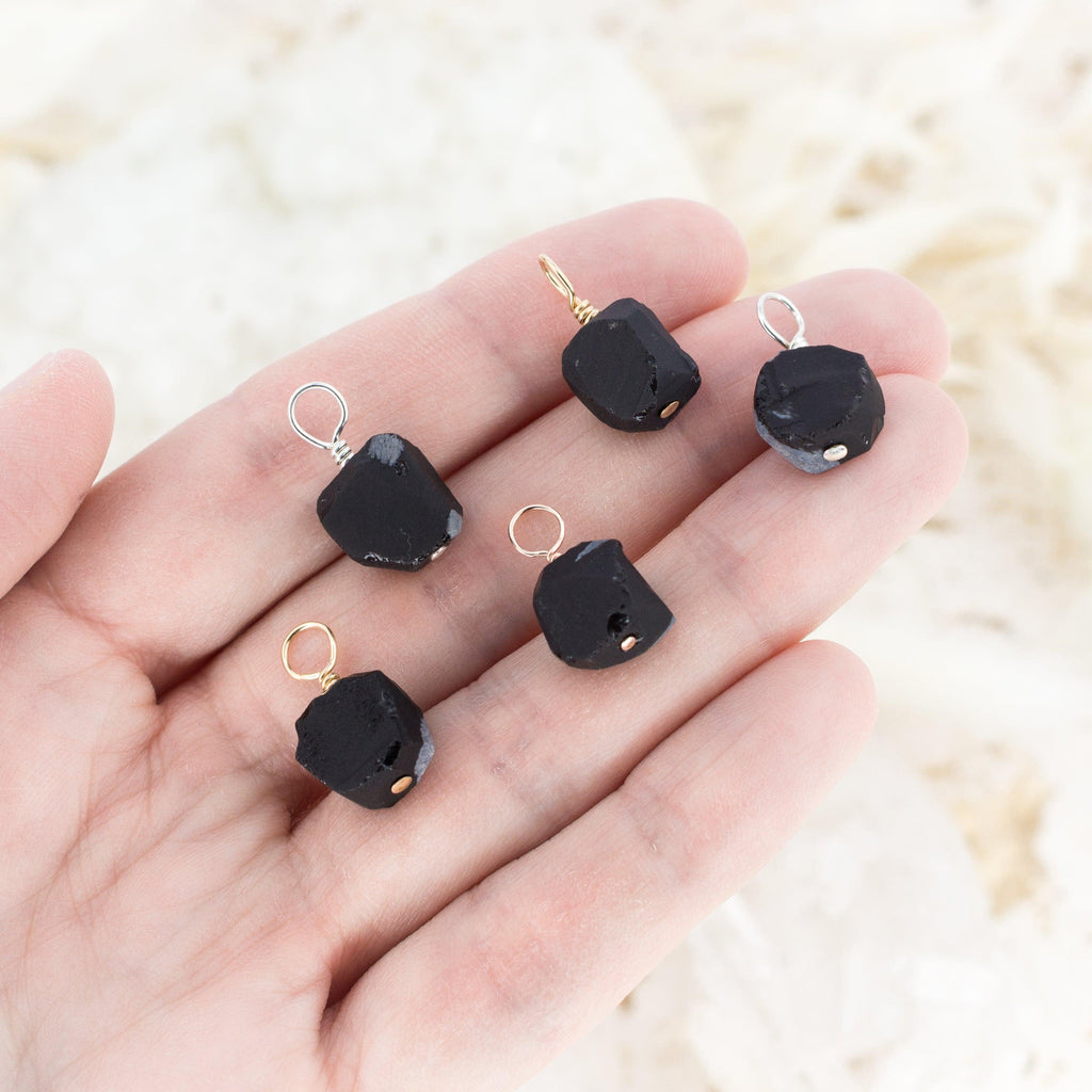 Tiny Raw Obsidian Crystal Pendant - Tiny Raw Obsidian Crystal Pendant - 14k Gold Fill - Luna Tide Handmade Crystal Jewellery