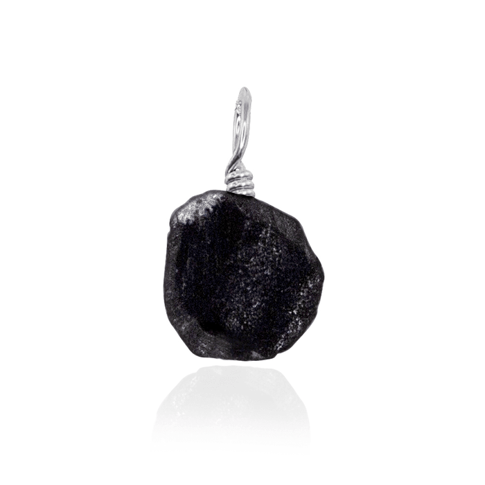 Tiny Raw Obsidian Crystal Pendant - Tiny Raw Obsidian Crystal Pendant - Sterling Silver - Luna Tide Handmade Crystal Jewellery