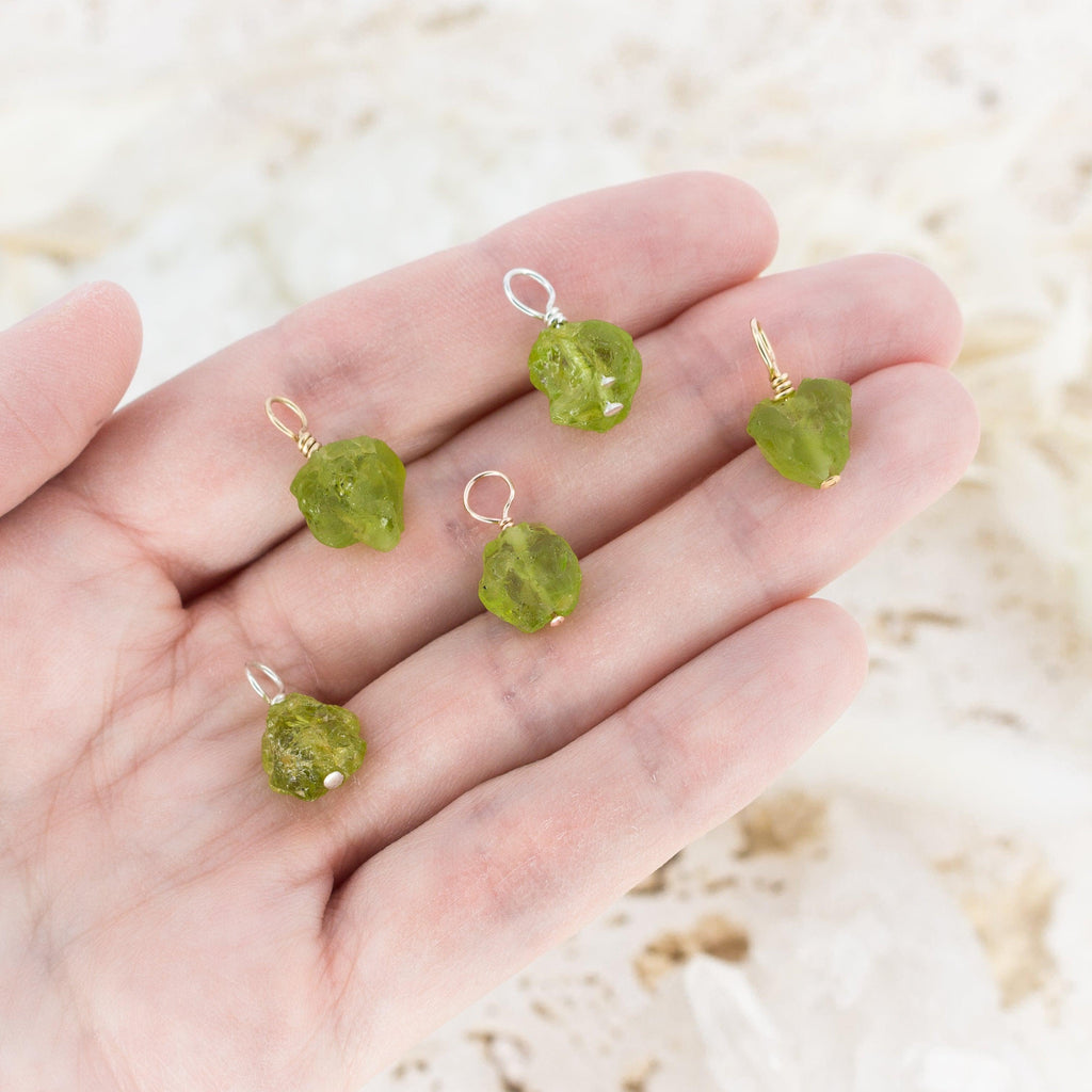 Tiny Raw Peridot Crystal Pendant - Tiny Raw Peridot Crystal Pendant - 14k Gold Fill - Luna Tide Handmade Crystal Jewellery