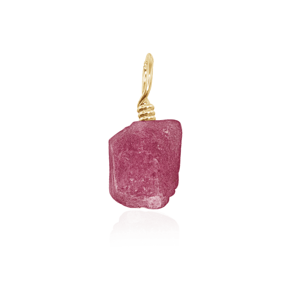 Tiny Raw Pink Tourmaline Crystal Pendant - Tiny Raw Pink Tourmaline Crystal Pendant - 14k Gold Fill - Luna Tide Handmade Crystal Jewellery