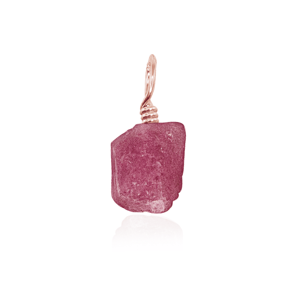 Tiny Raw Pink Tourmaline Crystal Pendant - Tiny Raw Pink Tourmaline Crystal Pendant - 14k Rose Gold Fill - Luna Tide Handmade Crystal Jewellery