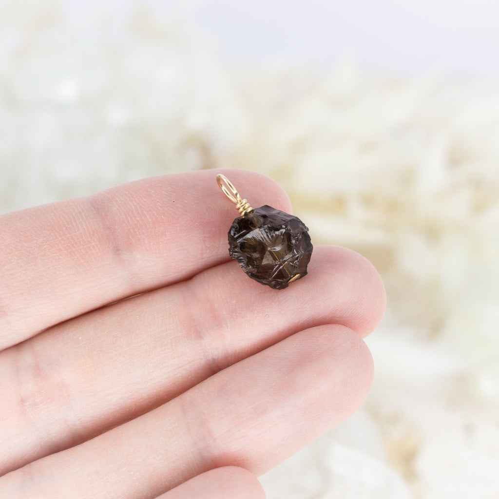 Tiny Raw Smoky Quartz Crystal Pendant - Tiny Raw Smoky Quartz Crystal Pendant - 14k Gold Fill - Luna Tide Handmade Crystal Jewellery