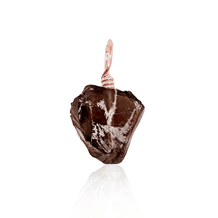 Tiny Raw Smoky Quartz Crystal Pendant - Tiny Raw Smoky Quartz Crystal Pendant - 14k Rose Gold Fill - Luna Tide Handmade Crystal Jewellery
