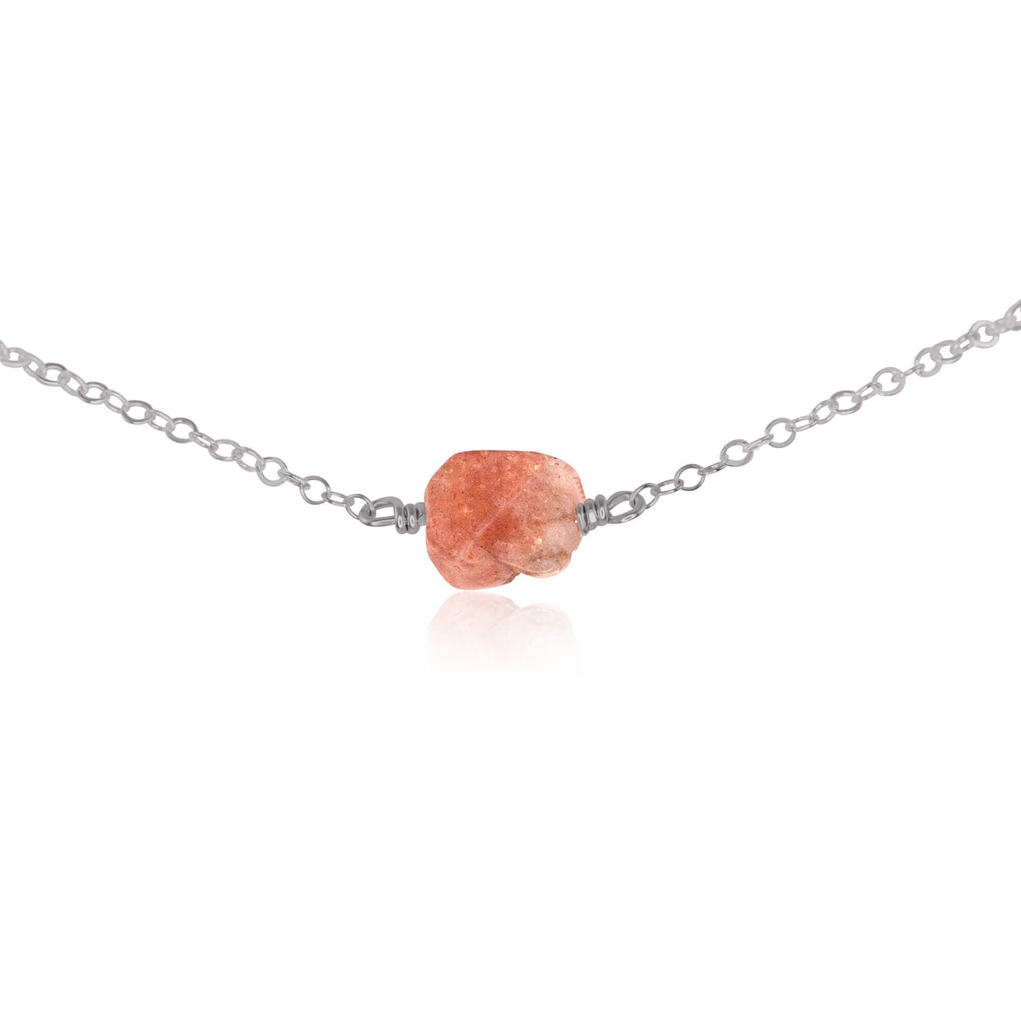 Tiny Raw Sunstone Crystal Nugget Choker - Tiny Raw Sunstone Crystal Nugget Choker - Stainless Steel - Luna Tide Handmade Crystal Jewellery