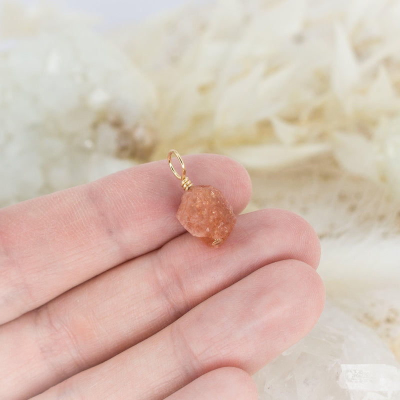 Tiny Raw Sunstone Crystal Pendant - Tiny Raw Sunstone Crystal Pendant - 14k Gold Fill - Luna Tide Handmade Crystal Jewellery