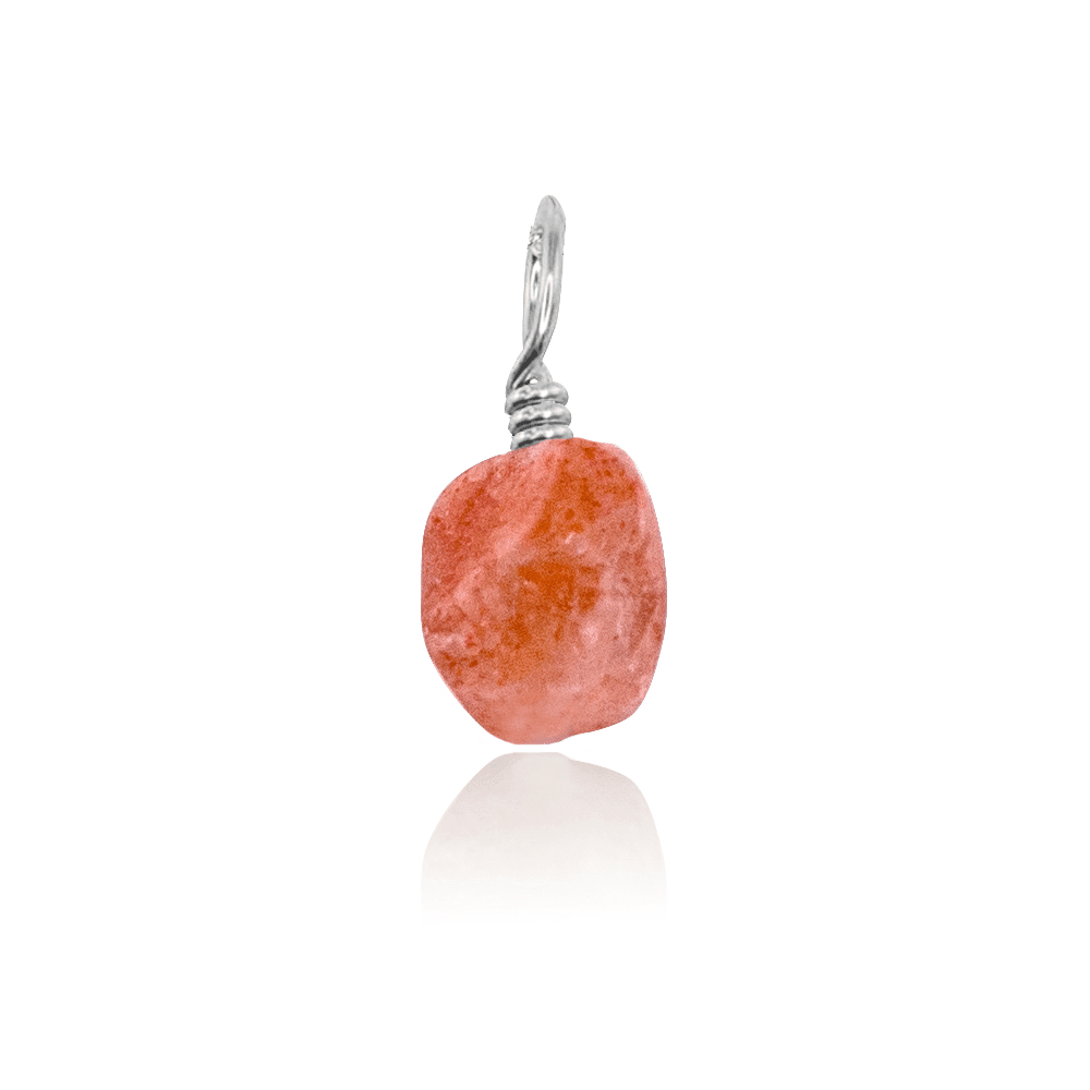 Tiny Raw Sunstone Crystal Pendant - Tiny Raw Sunstone Crystal Pendant - Sterling Silver - Luna Tide Handmade Crystal Jewellery