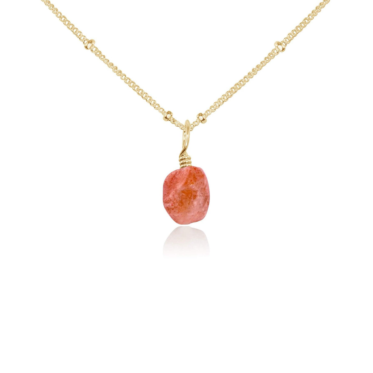 Raw Crystal Pendant Necklace - Sunstone - 14K Gold Fill Satellite - Luna Tide Handmade Jewellery