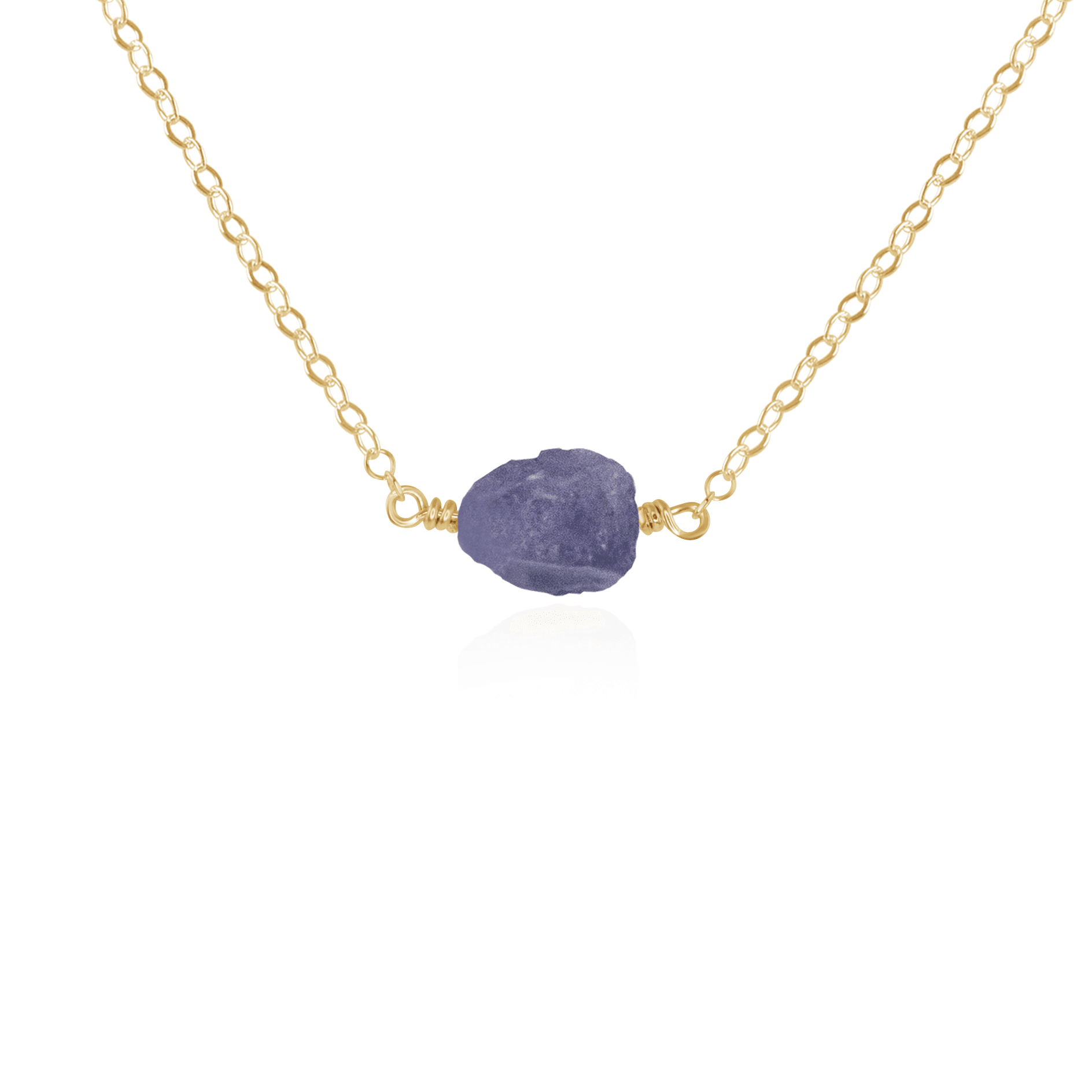 Tiny Raw Tanzanite Crystal Nugget Necklace - Tiny Raw Tanzanite Crystal Nugget Necklace - 14k Gold Fill - Luna Tide Handmade Crystal Jewellery