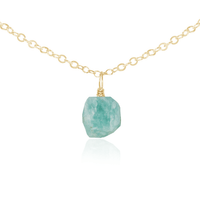 Tiny Rough Amazonite Gemstone Pendant Choker - Tiny Rough Amazonite Gemstone Pendant Choker - 14k Gold Fill / Cable - Luna Tide Handmade Crystal Jewellery