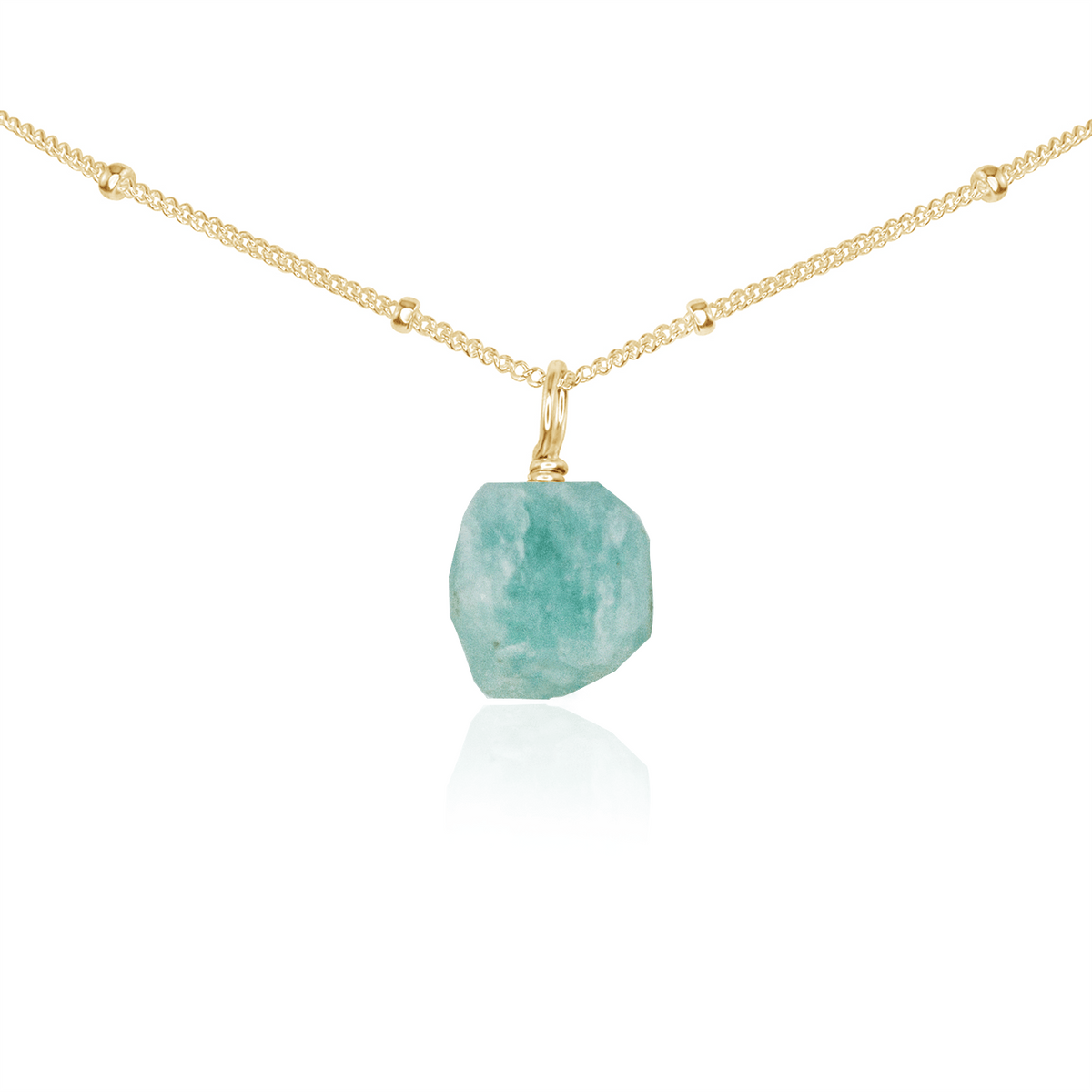 Tiny Rough Amazonite Gemstone Pendant Choker - Tiny Rough Amazonite Gemstone Pendant Choker - 14k Gold Fill / Satellite - Luna Tide Handmade Crystal Jewellery