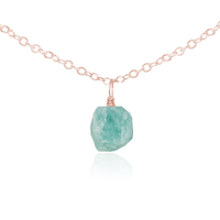Tiny Rough Amazonite Gemstone Pendant Choker - Tiny Rough Amazonite Gemstone Pendant Choker - 14k Rose Gold Fill / Cable - Luna Tide Handmade Crystal Jewellery