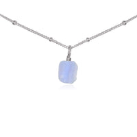 Tiny Rough Blue Lace Agate Gemstone Pendant Choker - Tiny Rough Blue Lace Agate Gemstone Pendant Choker - Stainless Steel / Satellite - Luna Tide Handmade Crystal Jewellery