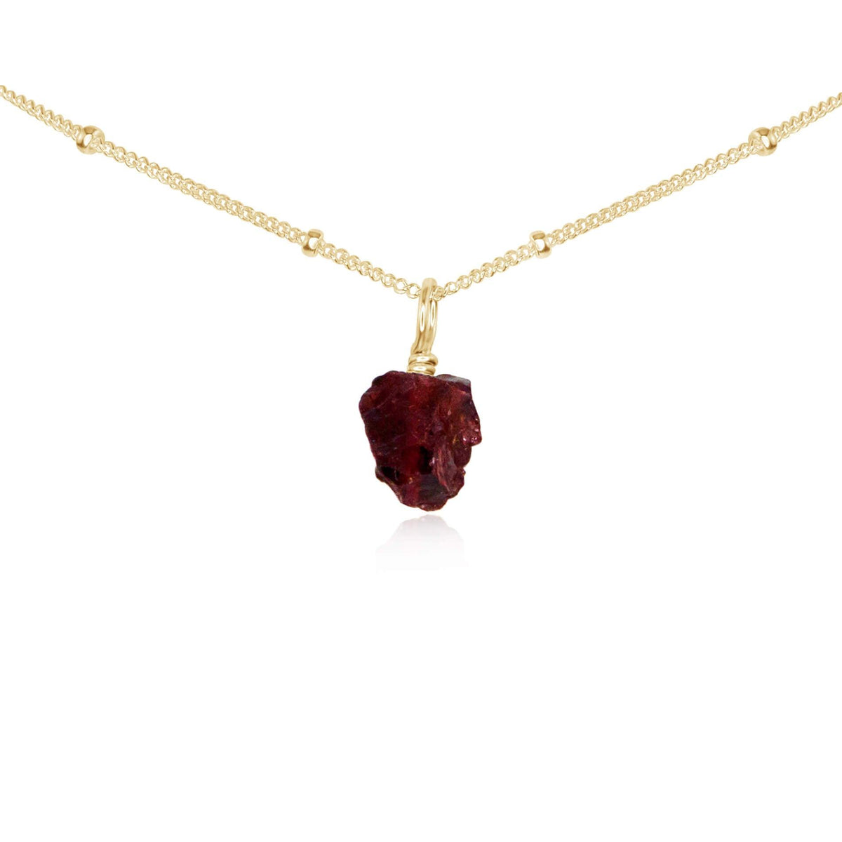 Tiny Rough Garnet Gemstone Pendant Choker - Tiny Rough Garnet Gemstone Pendant Choker - 14k Gold Fill / Satellite - Luna Tide Handmade Crystal Jewellery