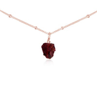 Tiny Rough Garnet Gemstone Pendant Choker - Tiny Rough Garnet Gemstone Pendant Choker - 14k Rose Gold Fill / Satellite - Luna Tide Handmade Crystal Jewellery
