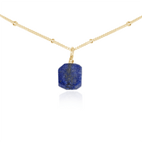 Tiny Rough Lapis Lazuli Gemstone Pendant Choker - Tiny Rough Lapis Lazuli Gemstone Pendant Choker - 14k Gold Fill / Satellite - Luna Tide Handmade Crystal Jewellery