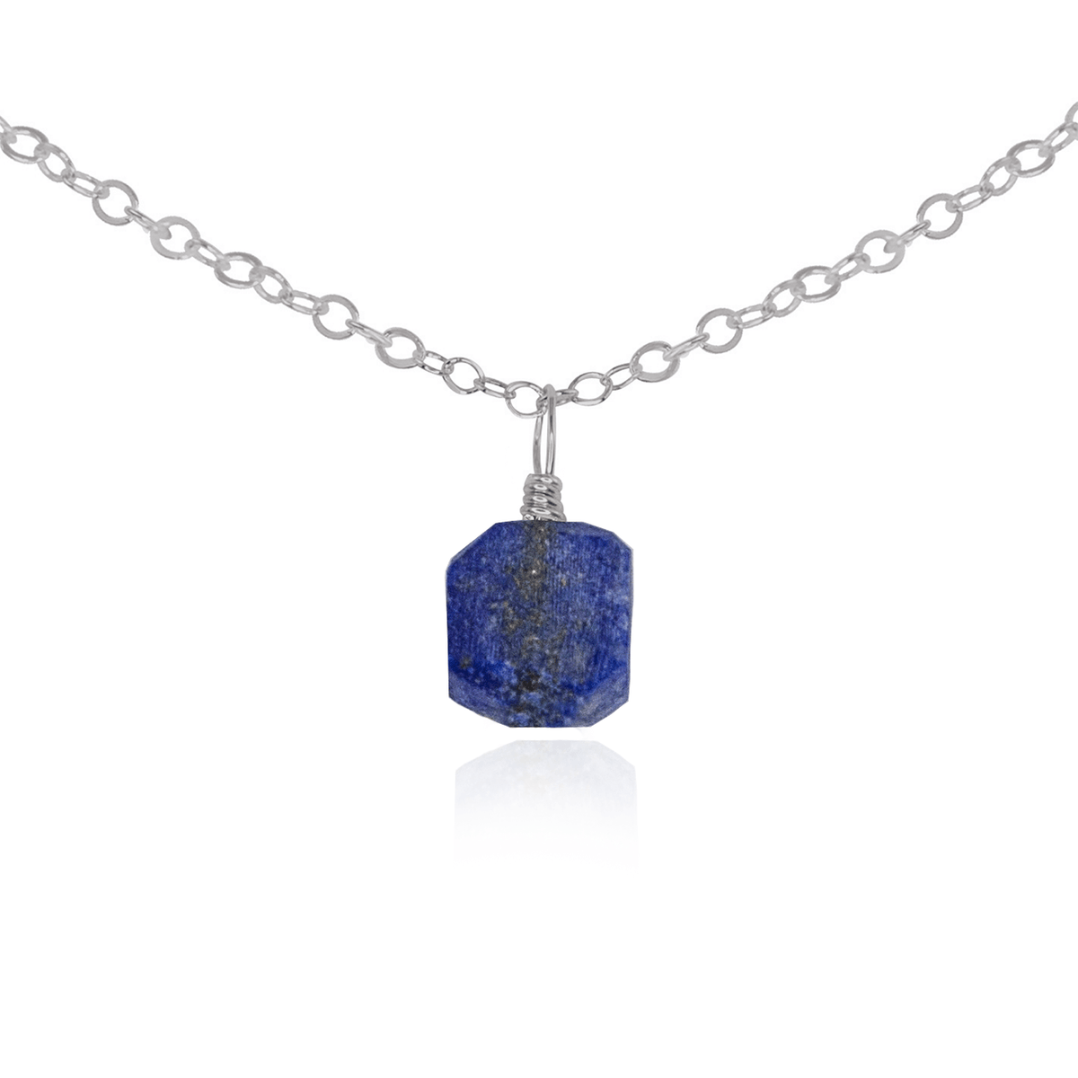 Tiny Rough Lapis Lazuli Gemstone Pendant Choker - Tiny Rough Lapis Lazuli Gemstone Pendant Choker - Stainless Steel / Cable - Luna Tide Handmade Crystal Jewellery