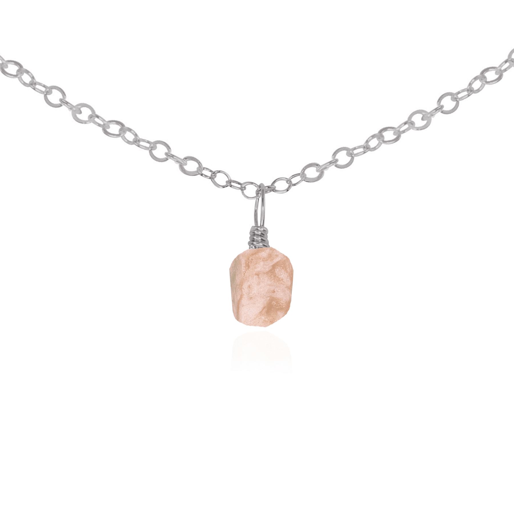 Tiny Rough Pink Peruvian Opal Gemstone Pendant Choker - Tiny Rough Pink Peruvian Opal Gemstone Pendant Choker - Stainless Steel / Cable - Luna Tide Handmade Crystal Jewellery