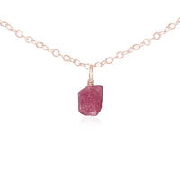 Tiny Rough Pink Tourmaline Gemstone Pendant Choker - Tiny Rough Pink Tourmaline Gemstone Pendant Choker - 14k Rose Gold Fill / Cable - Luna Tide Handmade Crystal Jewellery