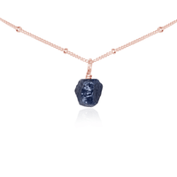 Tiny Rough Sapphire Gemstone Pendant Choker - Tiny Rough Sapphire Gemstone Pendant Choker - 14k Rose Gold Fill / Satellite - Luna Tide Handmade Crystal Jewellery