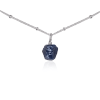 Tiny Rough Sapphire Gemstone Pendant Choker - Tiny Rough Sapphire Gemstone Pendant Choker - Stainless Steel / Satellite - Luna Tide Handmade Crystal Jewellery