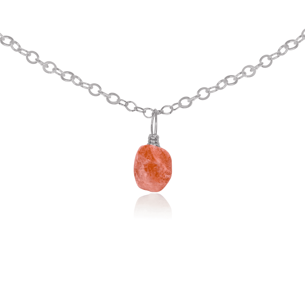 Tiny Rough Sunstone Gemstone Pendant Choker - Tiny Rough Sunstone Gemstone Pendant Choker - Stainless Steel / Cable - Luna Tide Handmade Crystal Jewellery