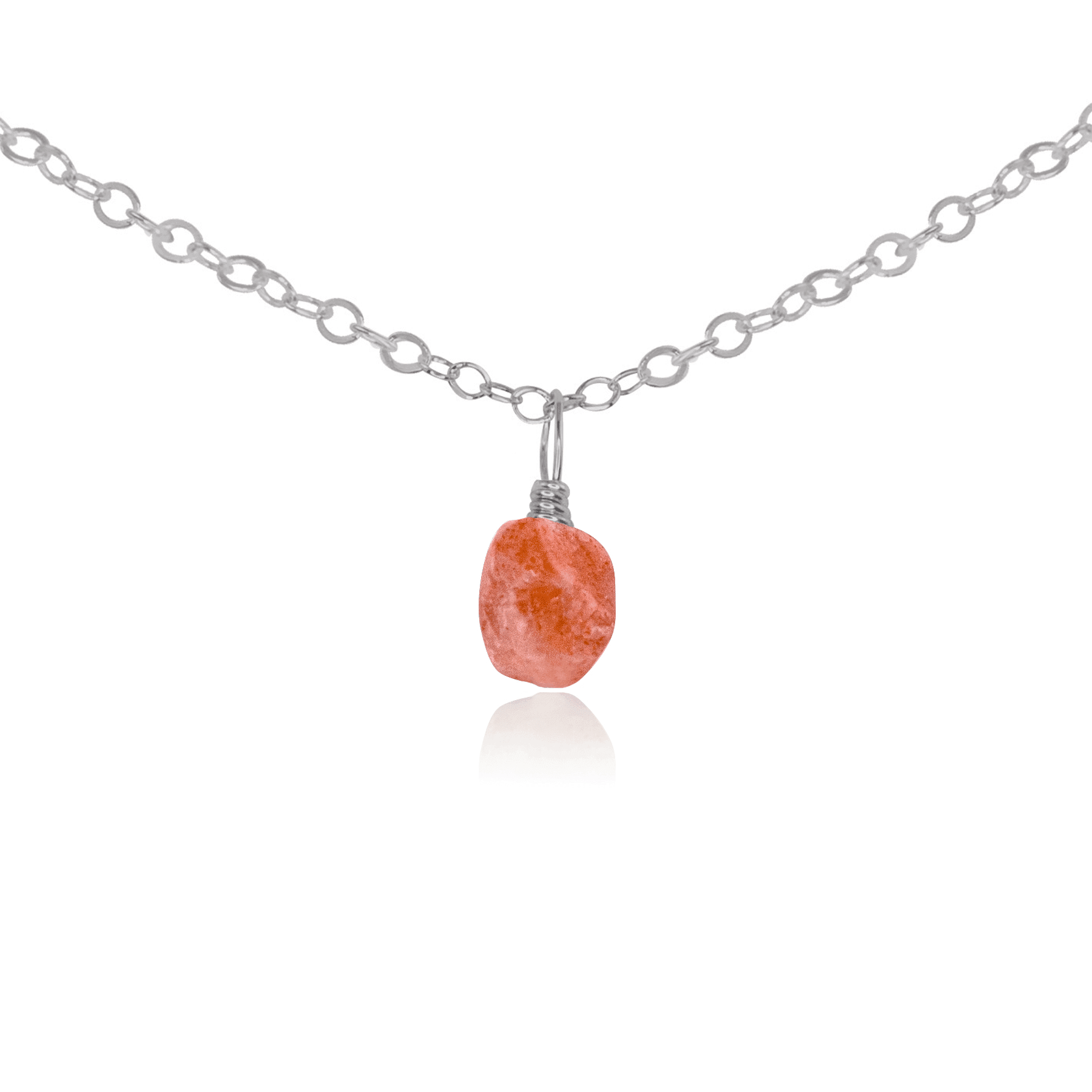Tiny Rough Sunstone Gemstone Pendant Choker - Tiny Rough Sunstone Gemstone Pendant Choker - Stainless Steel / Cable - Luna Tide Handmade Crystal Jewellery