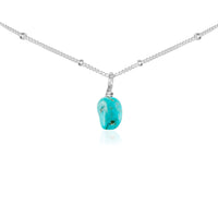 Tiny Rough Turquoise Gemstone Pendant Choker - Tiny Rough Turquoise Gemstone Pendant Choker - Sterling Silver / Satellite - Luna Tide Handmade Crystal Jewellery