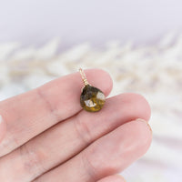 Tiny Tiger's Eye Teardrop Gemstone Pendant - Tiny Tiger's Eye Teardrop Gemstone Pendant - 14k Gold Fill - Luna Tide Handmade Crystal Jewellery