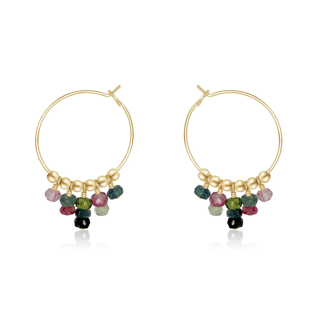 Tourmaline Statement Hoop Earrings - Tourmaline Statement Hoop Earrings - 14k Gold Fill - Luna Tide Handmade Crystal Jewellery