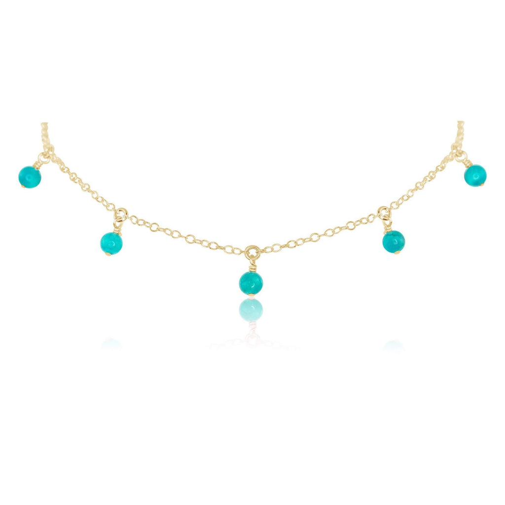 Turquoise Bead Drop Choker - Turquoise Bead Drop Choker - 14k Gold Fill - Luna Tide Handmade Crystal Jewellery