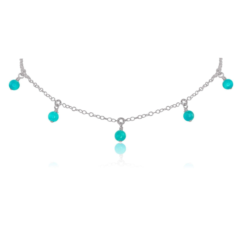 Turquoise Bead Drop Choker - Turquoise Bead Drop Choker - Stainless Steel - Luna Tide Handmade Crystal Jewellery