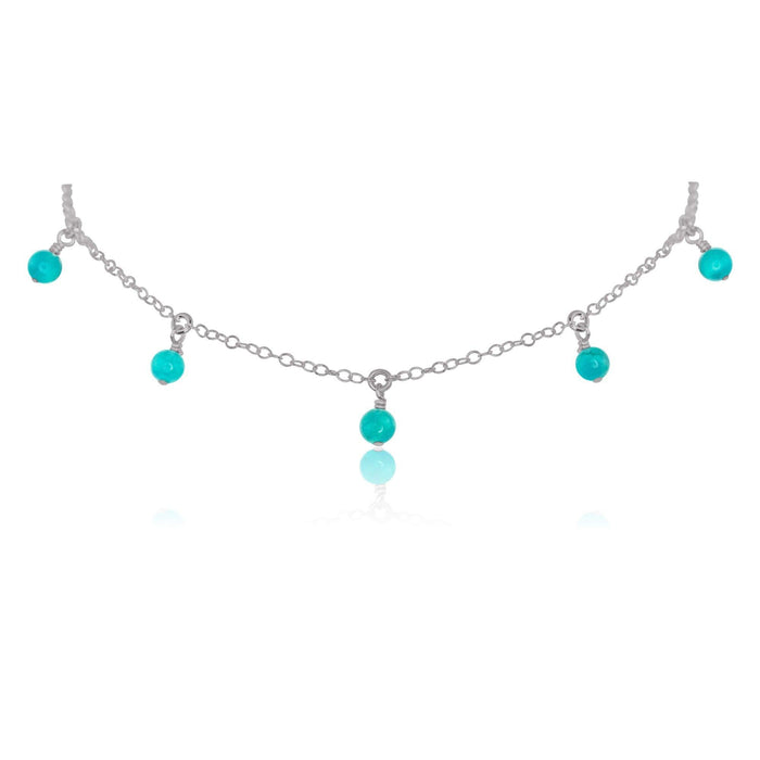 Turquoise Bead Drop Choker - Turquoise Bead Drop Choker - Stainless Steel - Luna Tide Handmade Crystal Jewellery