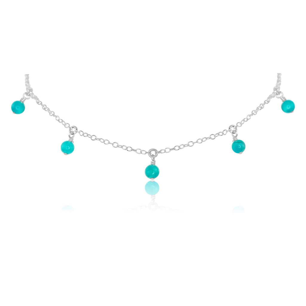 Turquoise Bead Drop Choker - Turquoise Bead Drop Choker - Sterling Silver - Luna Tide Handmade Crystal Jewellery