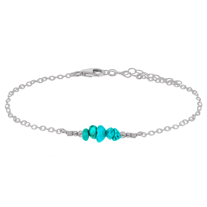 Turquoise Chip Bead Bar Anklet - Turquoise Chip Bead Bar Anklet - Stainless Steel - Luna Tide Handmade Crystal Jewellery