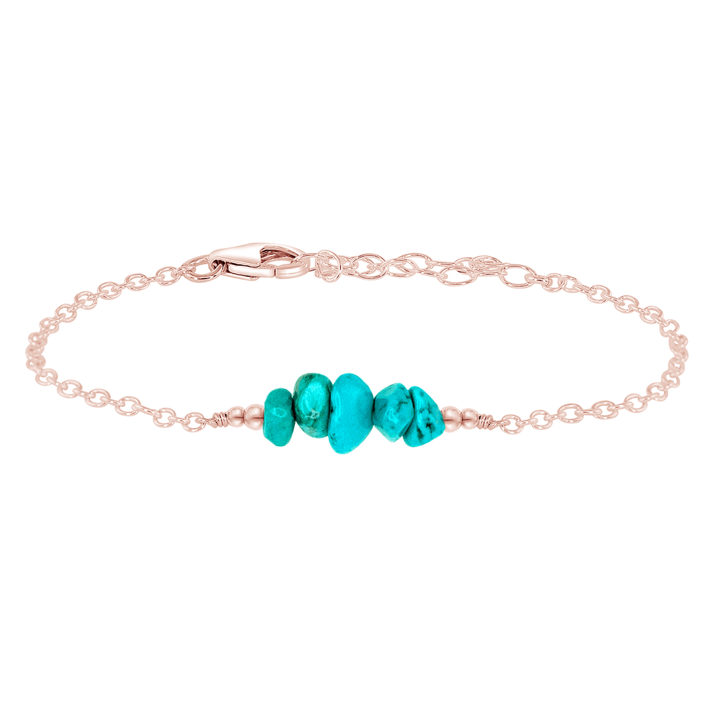 Turquoise Chip Bead Bar Bracelet - Turquoise Chip Bead Bar Bracelet - 14k Rose Gold Fill - Luna Tide Handmade Crystal Jewellery