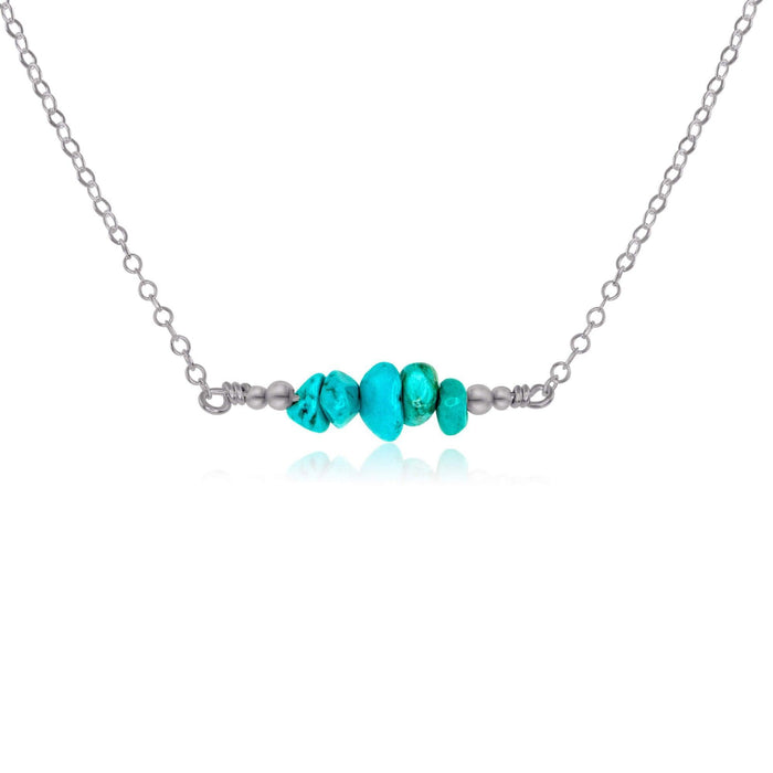 Turquoise Chip Bead Bar Necklace - Turquoise Chip Bead Bar Necklace - Stainless Steel - Luna Tide Handmade Crystal Jewellery
