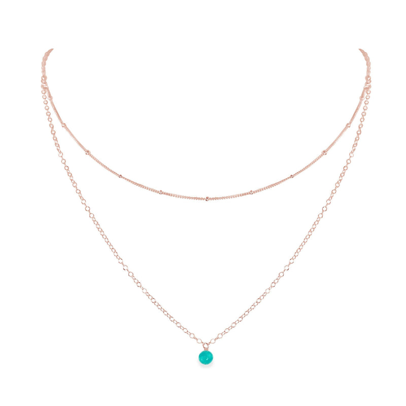 Layered Choker - Turquoise - 14K Rose Gold Fill - Luna Tide Handmade Jewellery