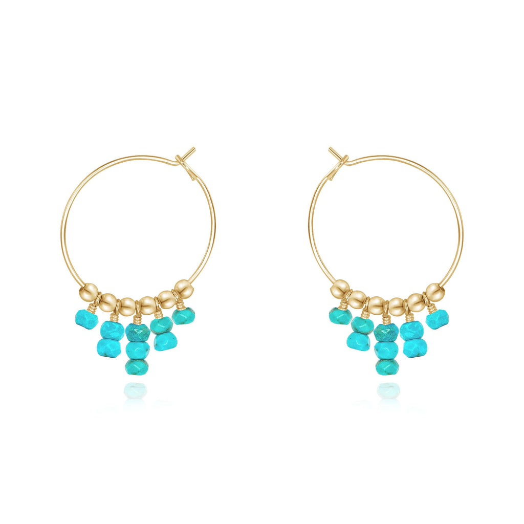 Turquoise Statement Hoop Earrings - Turquoise Statement Hoop Earrings - 14k Gold Fill - Luna Tide Handmade Crystal Jewellery