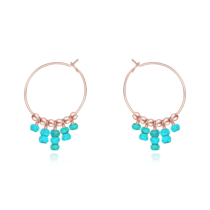 Turquoise Statement Hoop Earrings - Turquoise Statement Hoop Earrings - 14k Rose Gold Fill - Luna Tide Handmade Crystal Jewellery