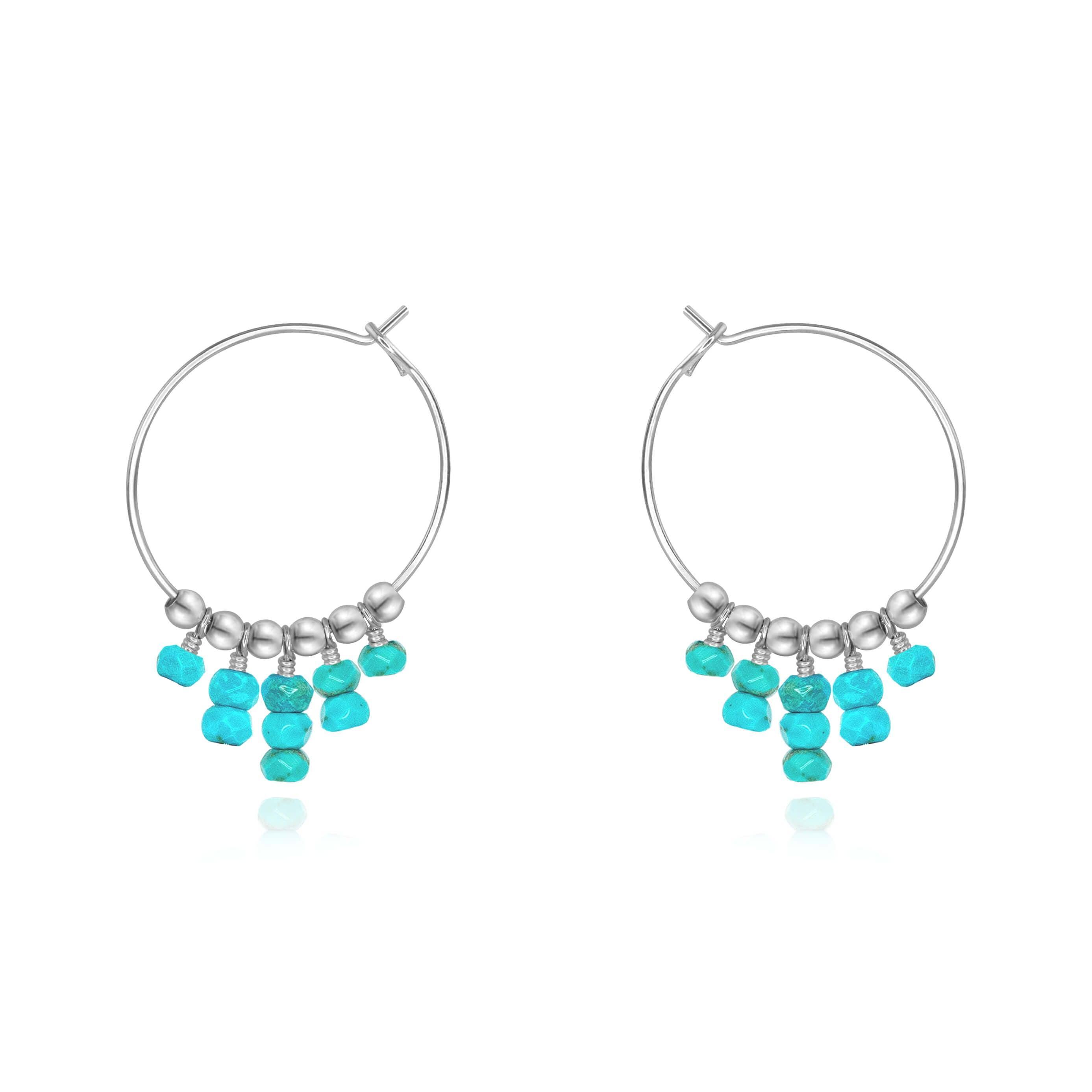 Turquoise Statement Hoop Earrings - Turquoise Statement Hoop Earrings - Sterling Silver - Luna Tide Handmade Crystal Jewellery
