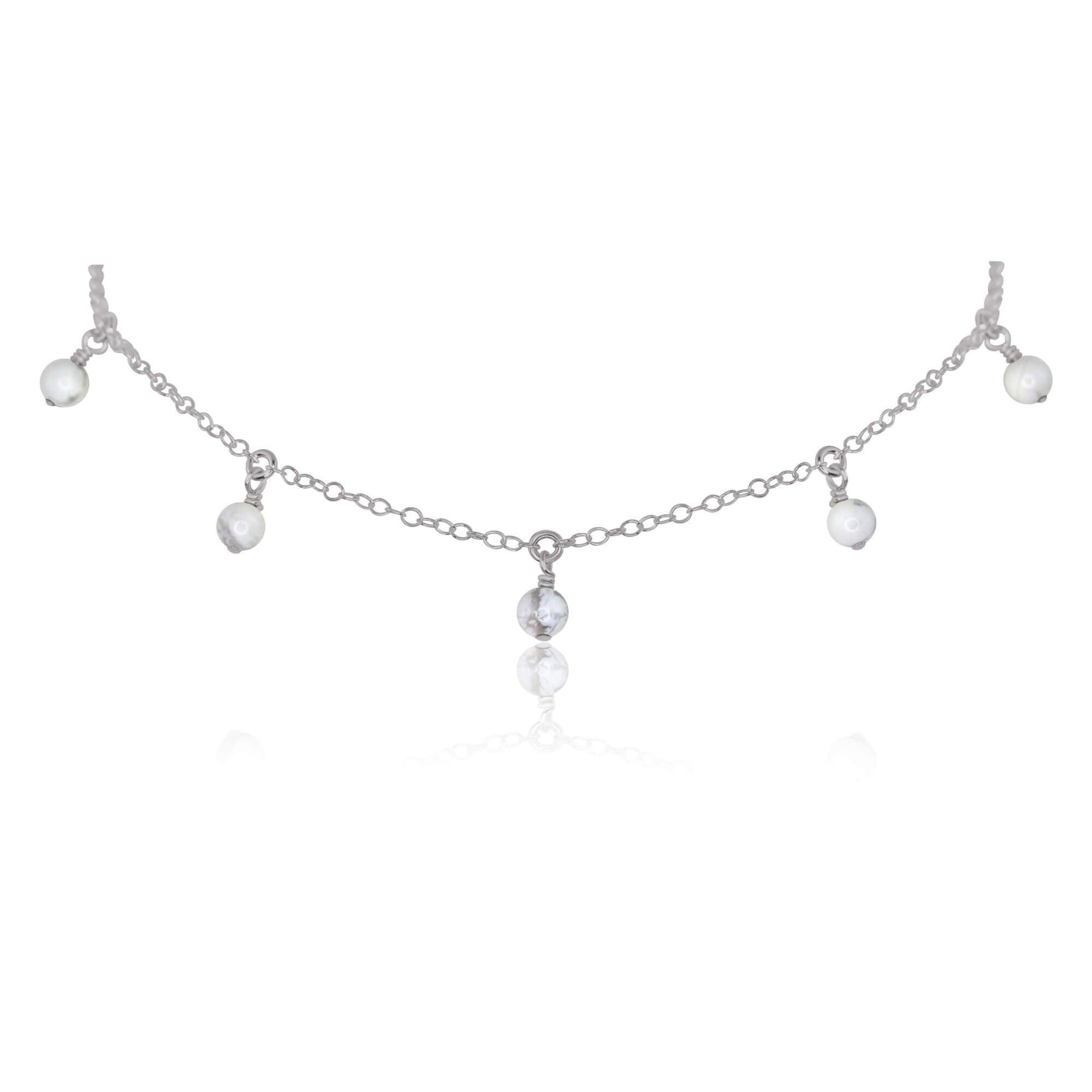 White Howlite Bead Drop Choker - White Howlite Bead Drop Choker - Stainless Steel - Luna Tide Handmade Crystal Jewellery