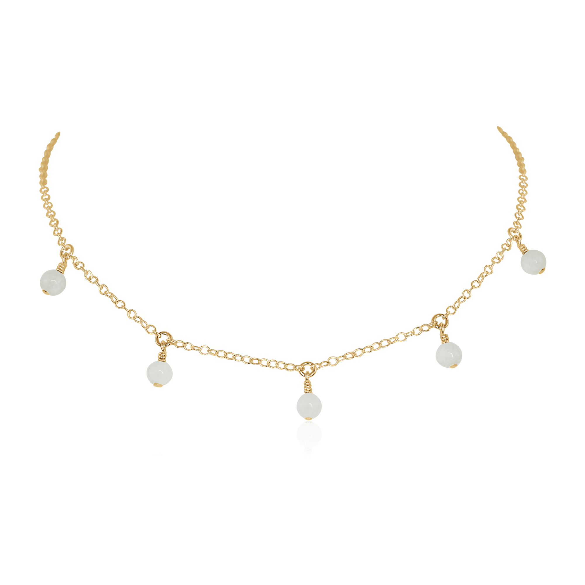 White Moonstone Bead Drop Choker - White Moonstone Bead Drop Choker - 14k Gold Fill - Luna Tide Handmade Crystal Jewellery