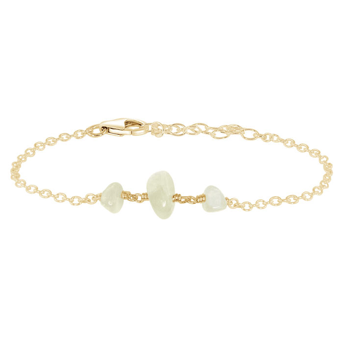 White Moonstone Beaded Chain Bracelet - White Moonstone Beaded Chain Bracelet - 14k Gold Fill - Luna Tide Handmade Crystal Jewellery